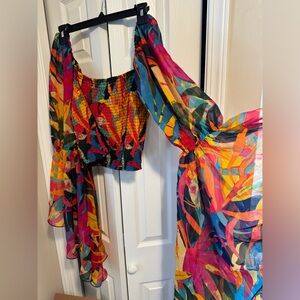 Crop colorful top long sleeves